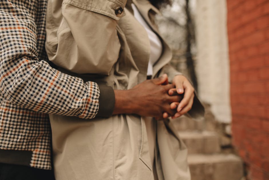 An intimate close-up of a couple embracing, showcasing togetherness and love.