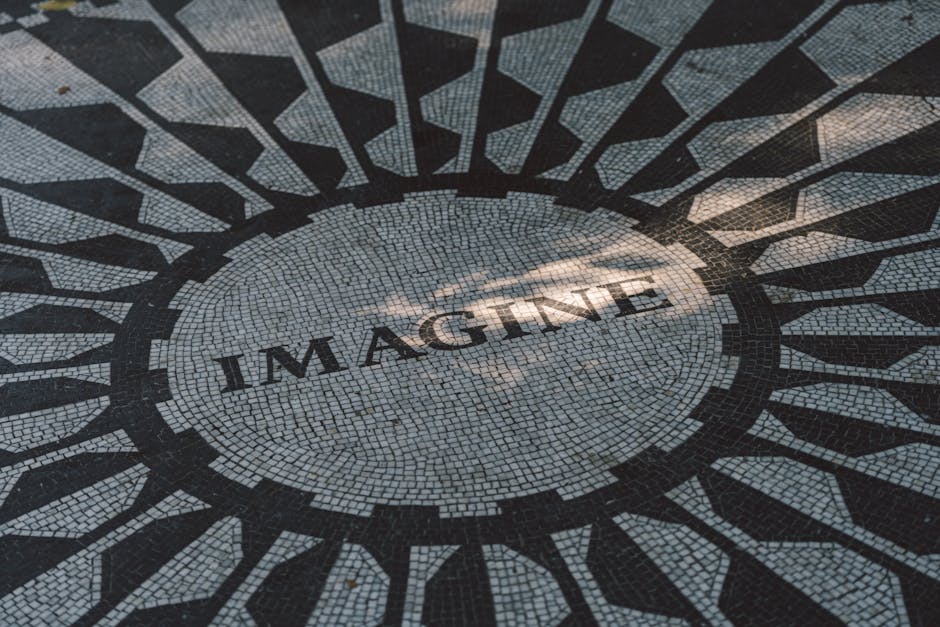 The iconic 'Imagine' mosaic in Central Park, a tribute to John Lennon.